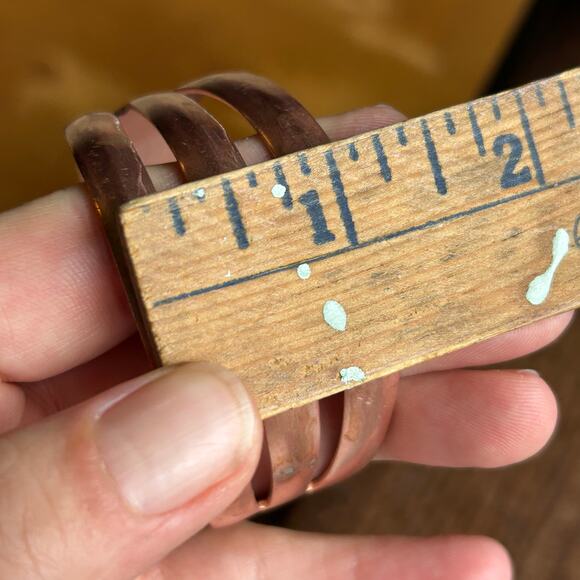 Vintage Wide Three Band Solid Copper Cuff Bracelet - Picture 9 of 9